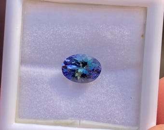 Unbehandelter Tansanit, 0,85 ct, 7 x 5 mm, oval geschliffen, loser Edelstein, blauvioletter Tansanit mit dezentem Grünstich, seltener Naturstein, Schmuckstein