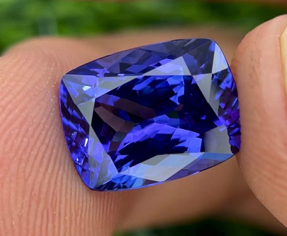 AAA+ Royal Velvet Blue Tanzanite Cushion Brilliant Cut 3.60 Carats Loose Gemstone 10x8 mm, Intense Deep Blue Collector Gem