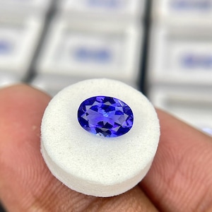 Premium Tansanit Stein - Tiefblau, handgeschliffener Oval facettierter Edelstein, 7 x 5 MM Lupen sauberer Tansanit facettierter ovaler loser Edelstein