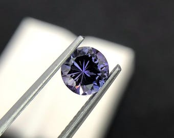 Nicht erhitzt Tansanit 0,95 Ct 6 x 6 mm runder loser Edelstein, natürliche Farbzonierung, blauvioletter Tansanit, seltener Sammler Edelstein