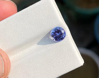 Non Heated Tanzanite 1.35 Carat Round Cut 6.80 x 6.80 mm | Natural Blue Purple Tanzanite Loose Gemstone | Rare Untreated Tanzanite