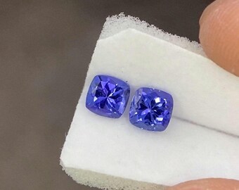 AAA Tanzanite Pair: Faceted Cushion Cut Loose Gemstones (1.41 Carats)