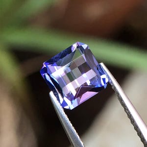 Asscher Tanzanite Gemstone: Blue Violet Pixel Cut Natural AAA Loose December Stone