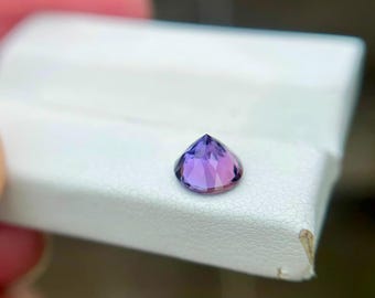 Natural Non-Heated Tanzanite 1.30 Ct Round Cut Loose Gemstone, Purple Pink Tanzanite, 6.80 mm Precision Cut Tanzania Gem