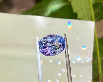 Natural Unheated Tanzanite | 2.10 CtLavender-Blue Oval Gem | Loose Loupe Clean Tanzanite Faceted Oval Stone for Custom Ring or Pendant