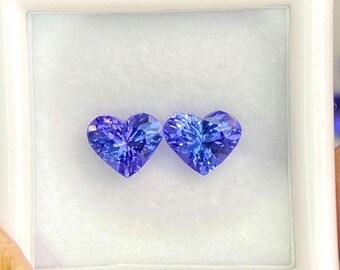 Natural Tanzanite Heart Pair: Deep Blue Loose Gemstones (1.55 Ct)