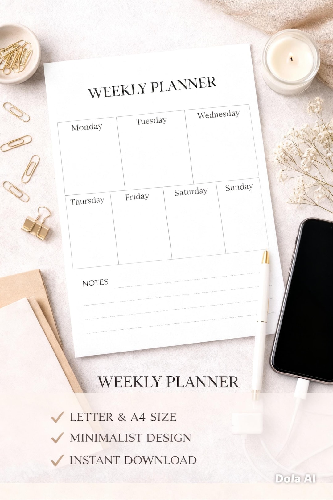 Weekly Planner Printable | Minimalist Weekly Schedule | A4 Printable ...