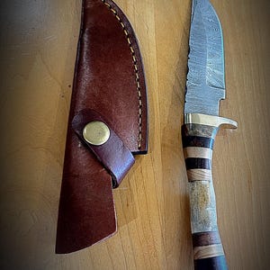 Laser engraved handmade hunting knife skinning knife
