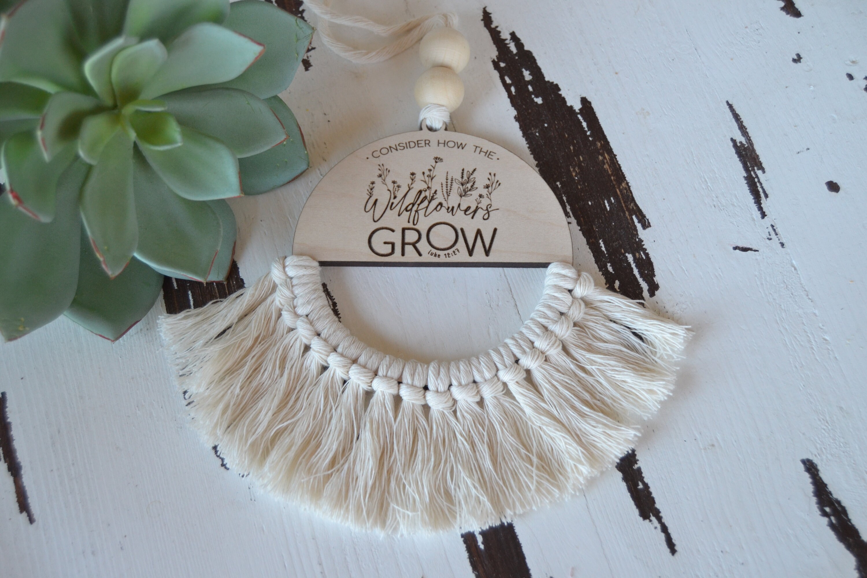 Car Charm Rearview Mirror Wildflowers Macrame Christian Consider How ...