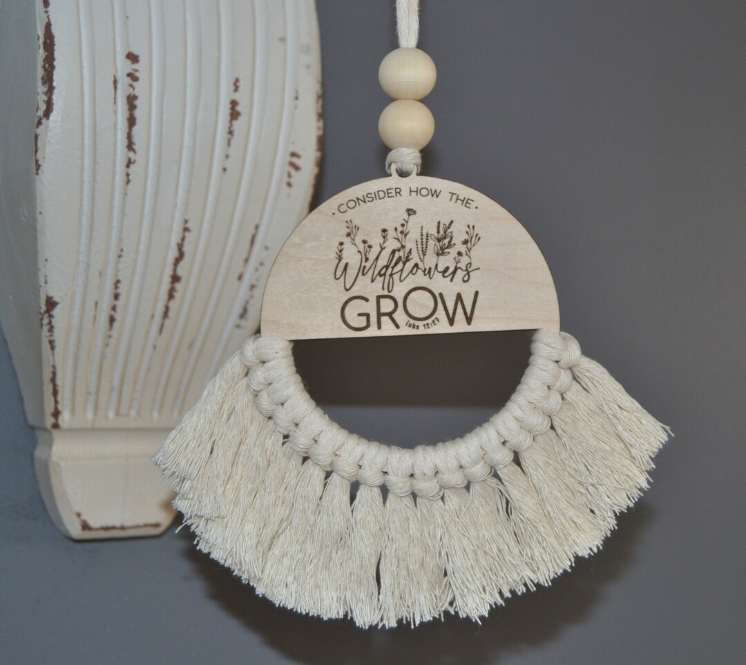 Car Charm Rearview Mirror Wildflowers Macrame Christian Consider How ...