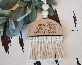 Car Charm Rearview Mirror Wildflowers Macrame Laser - Etsy