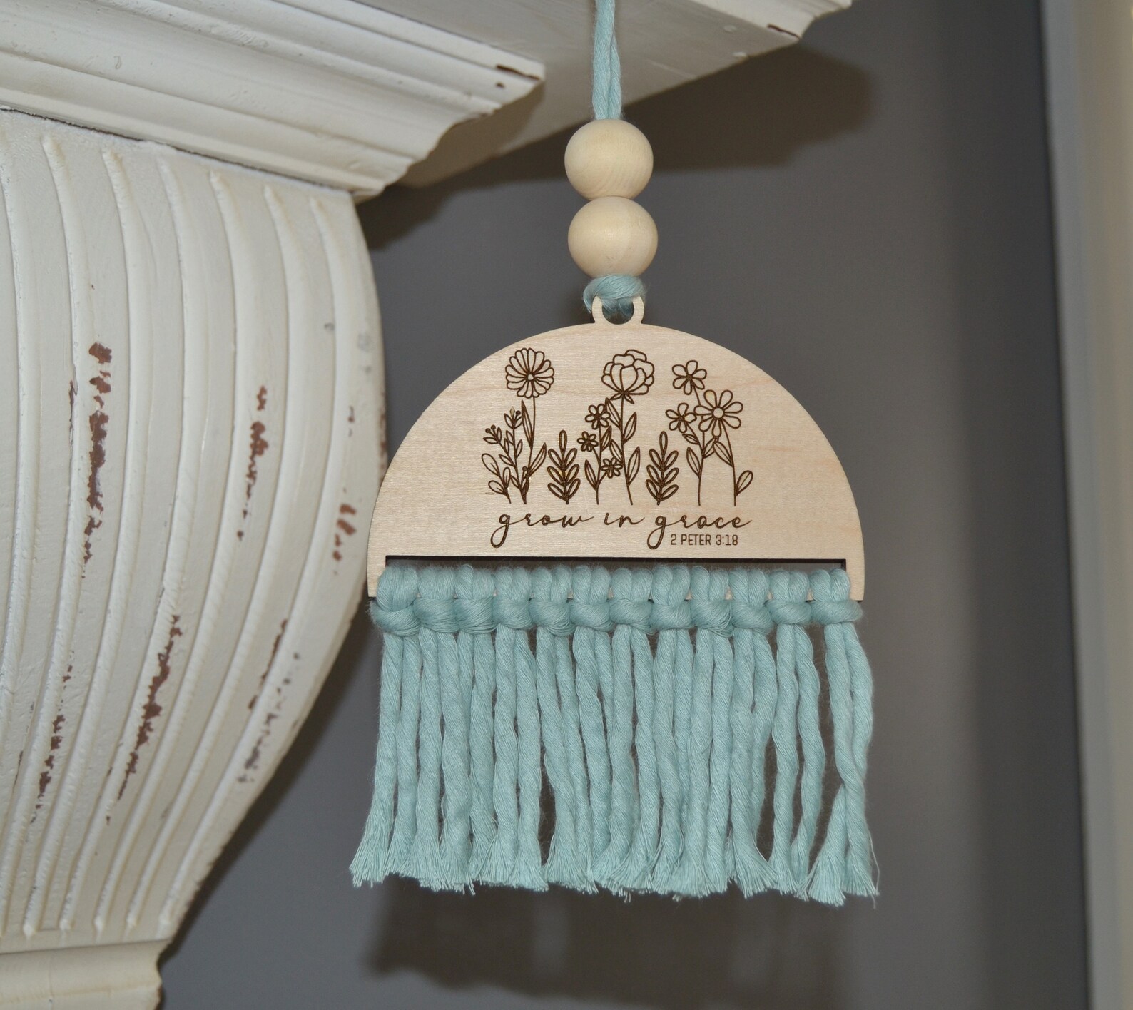 Car Charm Rearview Mirror Wildflowers Macrame Laser - Etsy