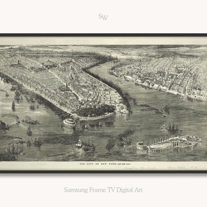 Samsung Frame TV Art – New York City Map – Vintage – 1855