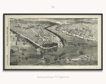 Samsung Frame TV Art – New York City Map – Vintage – 1855