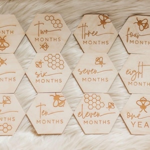 Honeycomb monthly milestones, Bumblebee milestones,  Newborn photography, Newborn welcome sign, Baby Shower gift, Gift for baby, Photo prop
