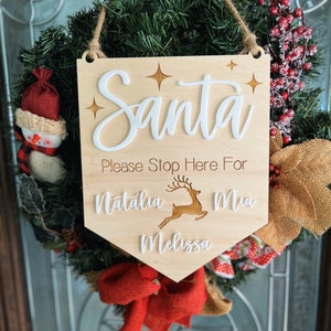 Santa please stop here sign, Santa door sign, Santa sign, Stop here Santa, Santa, Christmas Santa sign, Gift for kids, Christmas door signs