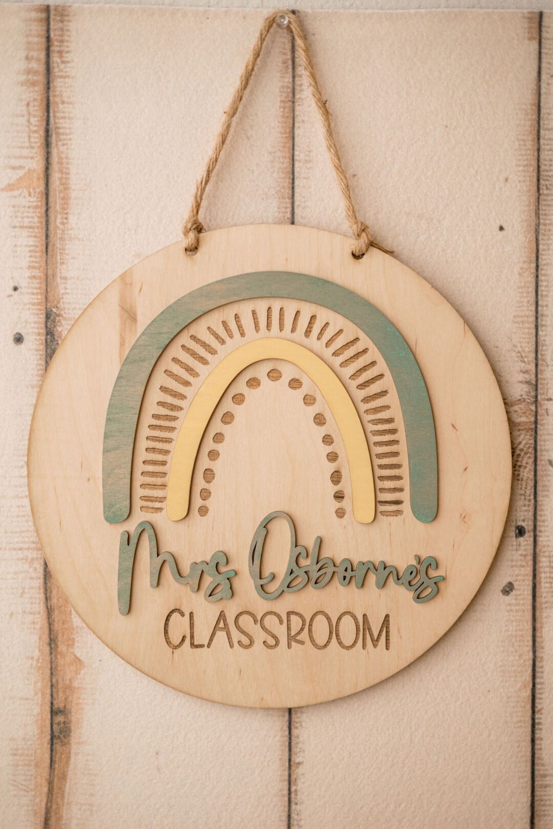 Personalized Door Sign for Teacher, Classroom Décor, Teacher Rainbow ...