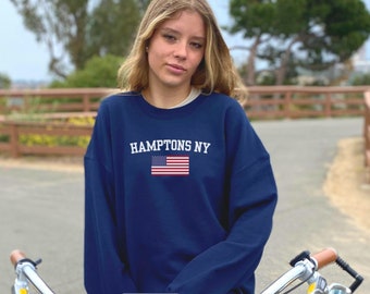 Hamptons New York Beach Crewneck, Hamptons American Flag Sweatshirt, Hamptons Fourth of July, Wildwood Flag, Hamptons Gift, Cute Hamptons
