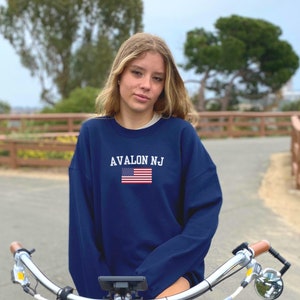 Avalon New Jersey Crewneck, Avalon American Flag Sweatshirt, Avalon Fourth of July, Avalon Flag, Avalon Patriotic Gift, Cute Avalon Beach
