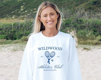 Wildwood Nj Crewneck, Wildwood Sweatshirt, Athletics Club, Beach Sweatshirt, Preppy Wildwood, Trendy Wildwood Beach Womens Surf Gift