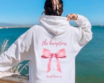 The Hamptons Bow, Hamptons NY Hoodie, Hamptons sweatshirt, Preppy Beach Hoodie, Bow aesthetic, Trendy Hamptons Hoodie, Hamptons Gift, Surf