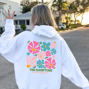 The Hamptons Beach Oversized Hoodie, Trendy Flower Market Hoodie, Preppy Hamptons NY Sweatshirt, Hamptons Flower Surf Gift, Hamptons NY