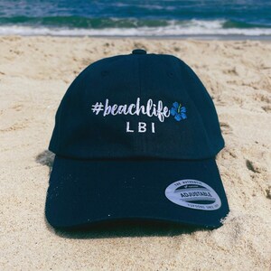 Long Beach Island Hat, LBI Baseball Hat, LBI Flower Hat, Cute Long Beach Island Hat, Women's LBI Hat, Long Beach Island Beach Hat