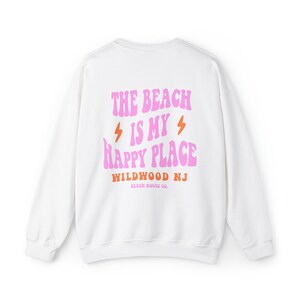 Cuello redondo Wildwood, sudadera Wildwood NJ, playa Wildwood, cuello redondo Preppy Wildwood, sudadera Wildwood linda, sudadera Wildwood de moda White