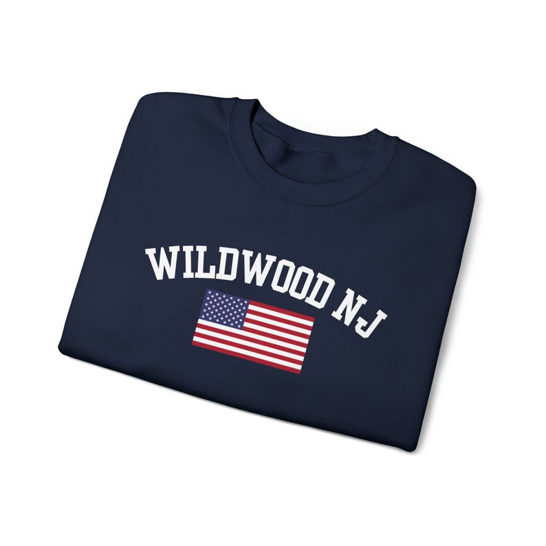 Wildwood New Jersey Crewneck, Sudadera con bandera americana de Wildwood, 4 de julio de Wildwood, Bandera de Wildwood, Regalo de Wildwood, Linda playa de Wildwood imagen 3