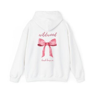 Wildwood Bow, Wildwood NJ Hoodie, Wildwood sweatshirt, Preppy Beach Hoodie, Bow aesthetic, Trendy Wildwood Hoodie, Wildwood Beach Gift, surf White