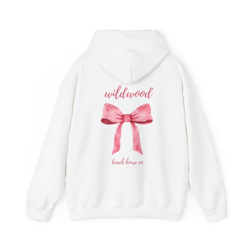 Wildwood Bow, Wildwood NJ Hoodie, Wildwood sweatshirt, Preppy Beach Hoodie, Bow aesthetic, Trendy Wildwood Hoodie, Wildwood Beach Gift, surf White