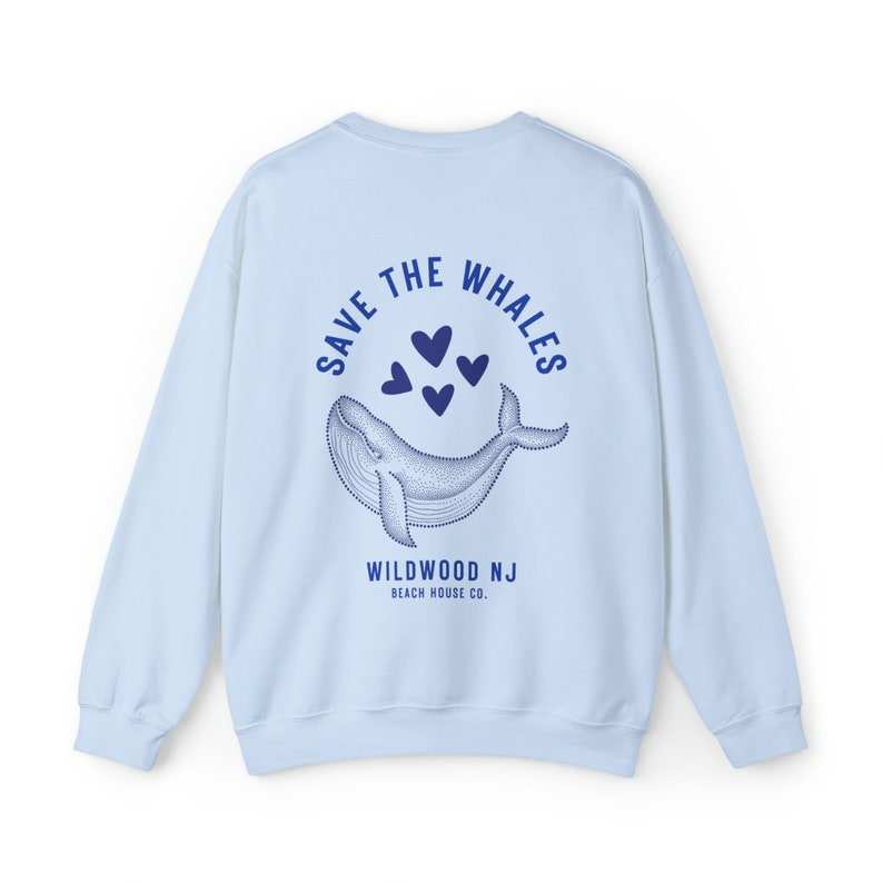 Save The Whales Wildwood Crewneck, Wildwood Sweatshirt, Preppy Wildwood Sweatshirt, Wildwood NJ, Wildwood Beach, Cute Wildwood Sweatshirt Light Blue