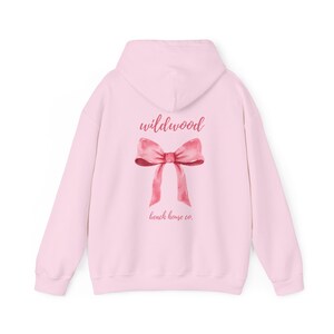 Wildwood Bow, Wildwood NJ Hoodie, Wildwood sweatshirt, Preppy Beach Hoodie, Bow aesthetic, Trendy Wildwood Hoodie, Wildwood Beach Gift, surf Light Pink