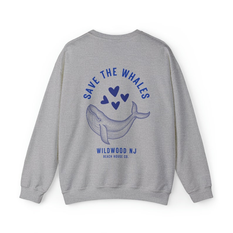 Save The Whales Wildwood Crewneck, Wildwood Sweatshirt, Preppy Wildwood Sweatshirt, Wildwood NJ, Wildwood Beach, Cute Wildwood Sweatshirt Sport Grey