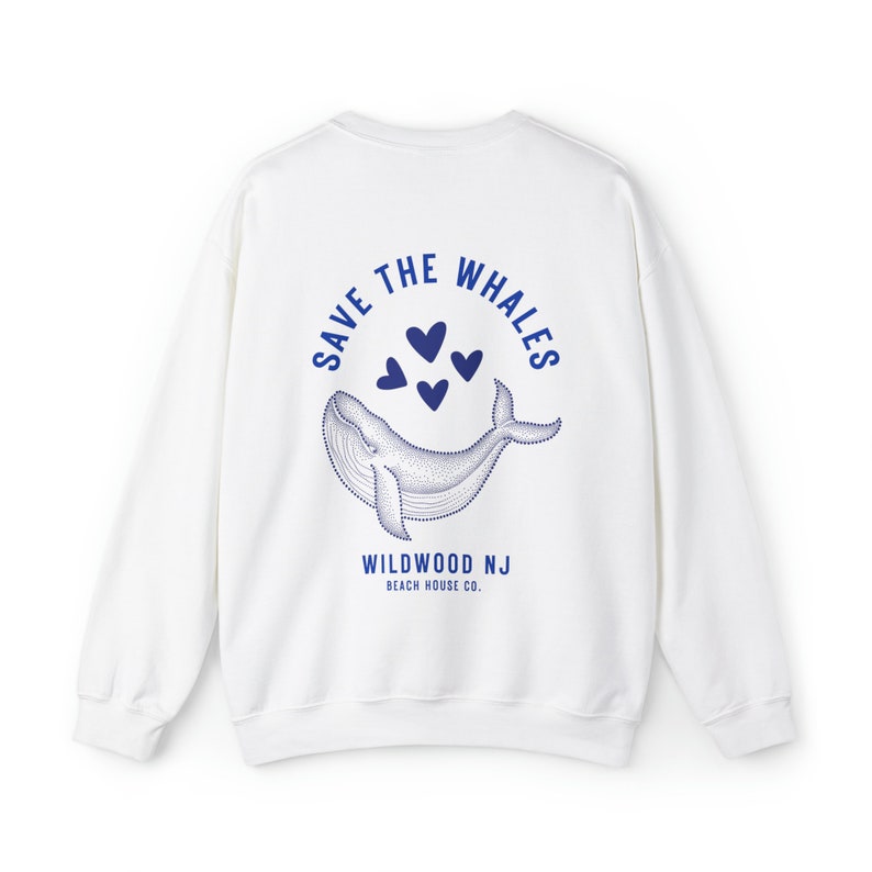 Save The Whales Wildwood Crewneck, Wildwood Sweatshirt, Preppy Wildwood Sweatshirt, Wildwood NJ, Wildwood Beach, Cute Wildwood Sweatshirt White