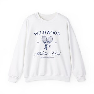 Wildwood Nj Crewneck, Wildwood Sweatshirt, Athletics Club, Beach Sweatshirt, Preppy Wildwood, Trendy Wildwood Beach Womens Surf Gift White