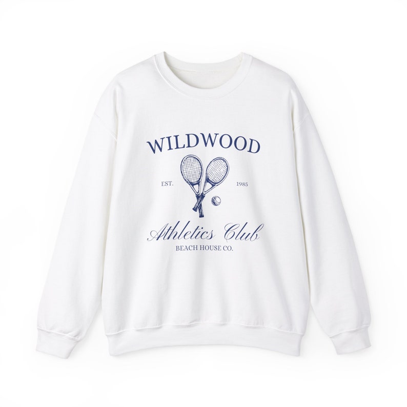 Wildwood Nj Crewneck, Wildwood Sweatshirt, Athletics Club, Beach Sweatshirt, Preppy Wildwood, Trendy Wildwood Beach Womens Surf Gift White
