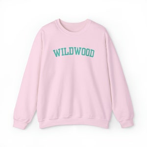 Wildwood NJ Crewneck, Wildwood NJ Coordinates Sweatshirt, Wildwood Gift, Wildwood Beach Crewneck, Wildwood Surf, Cute Women's Wildwood NJ Light Pink