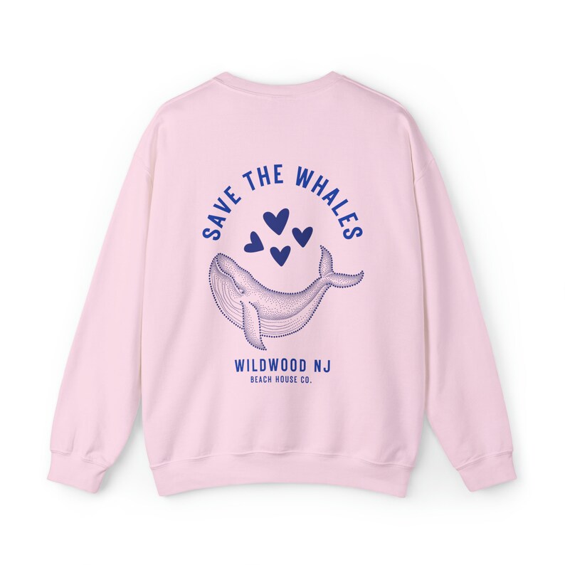 Save The Whales Wildwood Crewneck, Wildwood Sweatshirt, Preppy Wildwood Sweatshirt, Wildwood NJ, Wildwood Beach, Cute Wildwood Sweatshirt Light Pink
