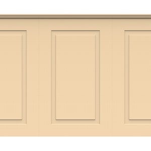 May include: A beige wall with four raised panels, each with a rectangular recessed area in the center.