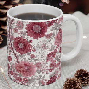 Fabric Pattern Mug 11oz - Tea Lover Gift, Kitchen Decor, Gift for Her, Teacher Appreciation Mug,  Pink Coffee Cup