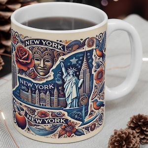 New York Ceramic Mug, Tea Cup for New York, Home Kitchen Decor Gift, State Souvenir, Drinkware, Coffee Cup