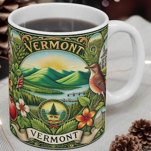 Vermont Coffee Mug - 11oz Ceramic Tea Cup for Vermont Lovers - Home & Kitchen Decor Gift
