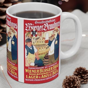 Vintage German Restaurant Poster Mug: Tea Coffee Lover Gift