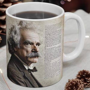 Literary Mug, Mark Twain Coffee Cup, Famous Writers Gift Literature Lover, Novel Enthusiast English Major, Bookworm Birthday