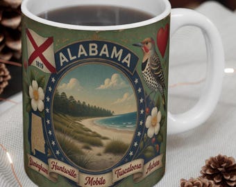 Alabama Ceramic Coffee Mug: State Souvenir Tea Cup Discount for Sets of 2, 3 or 4