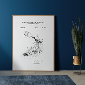 Double Drum Pedal 1921  Printable Download, Digital Download Blueprint, Drummer Gift.