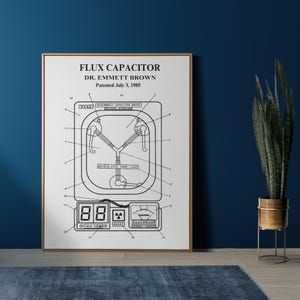 Flux Capacitor 1985. Back To The Future Movie, Printable Download, Digital Download Blueprint, Game Room, Man Cave.