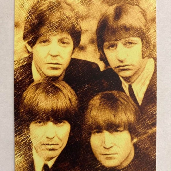 2020 Pietro Pertosa "The Beatles" Sample Sepia Art Card~Facsimile Autographs on Back