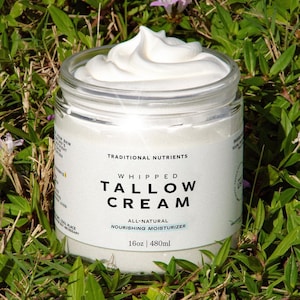 Opgeklopte talg • Geparfumeerd • Grasgevoerd rundvlees • Geen chemicaliën, additieven of vulstoffen • Vochtinbrengende crème